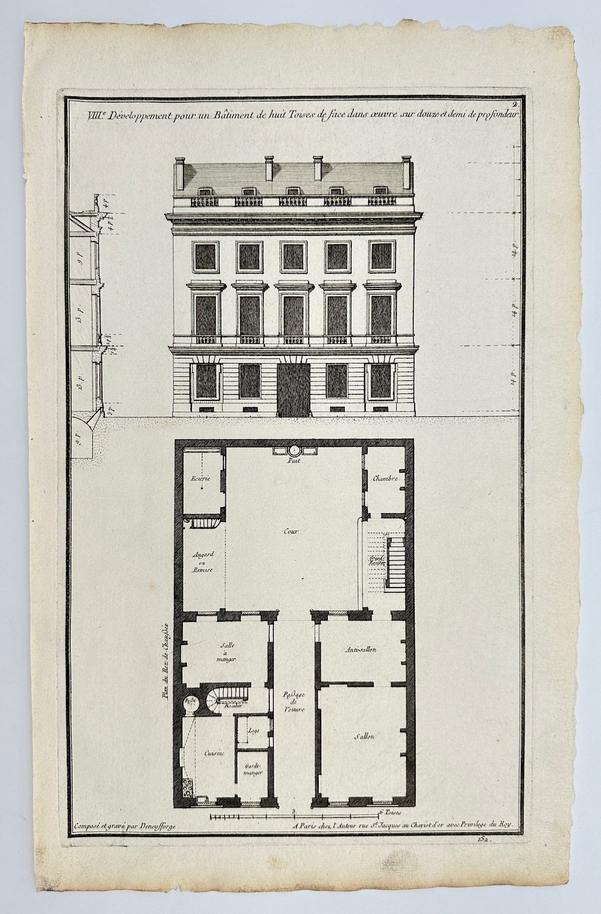 Antique Print - Jean-Francois de Neufforge - Building Development - France - F4