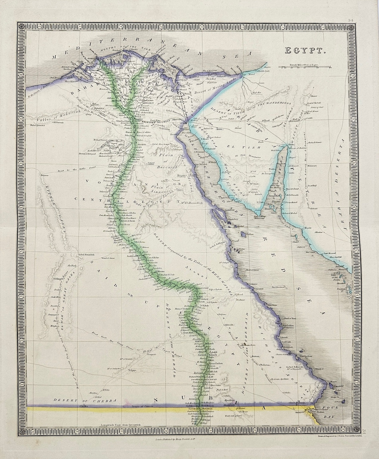 Antique Map - John Dower - Map of Egypt - Red Sea - Said or Upper Egypt - G3