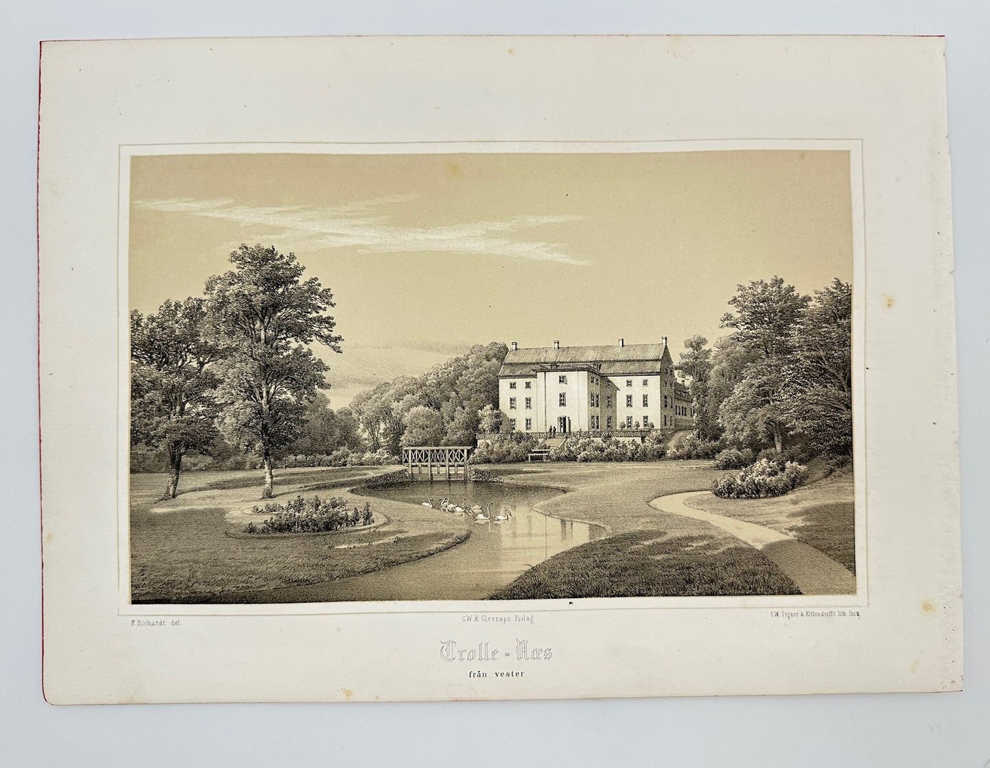 Antique Print - Richardt Ferdinand - View of Trollenäs Castle - Sweden - F3