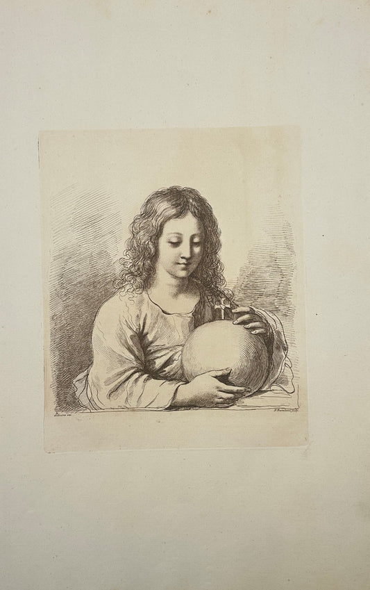 Antique Print - Francesco Bartolozzi - Christ - Сrystal Ball - F1