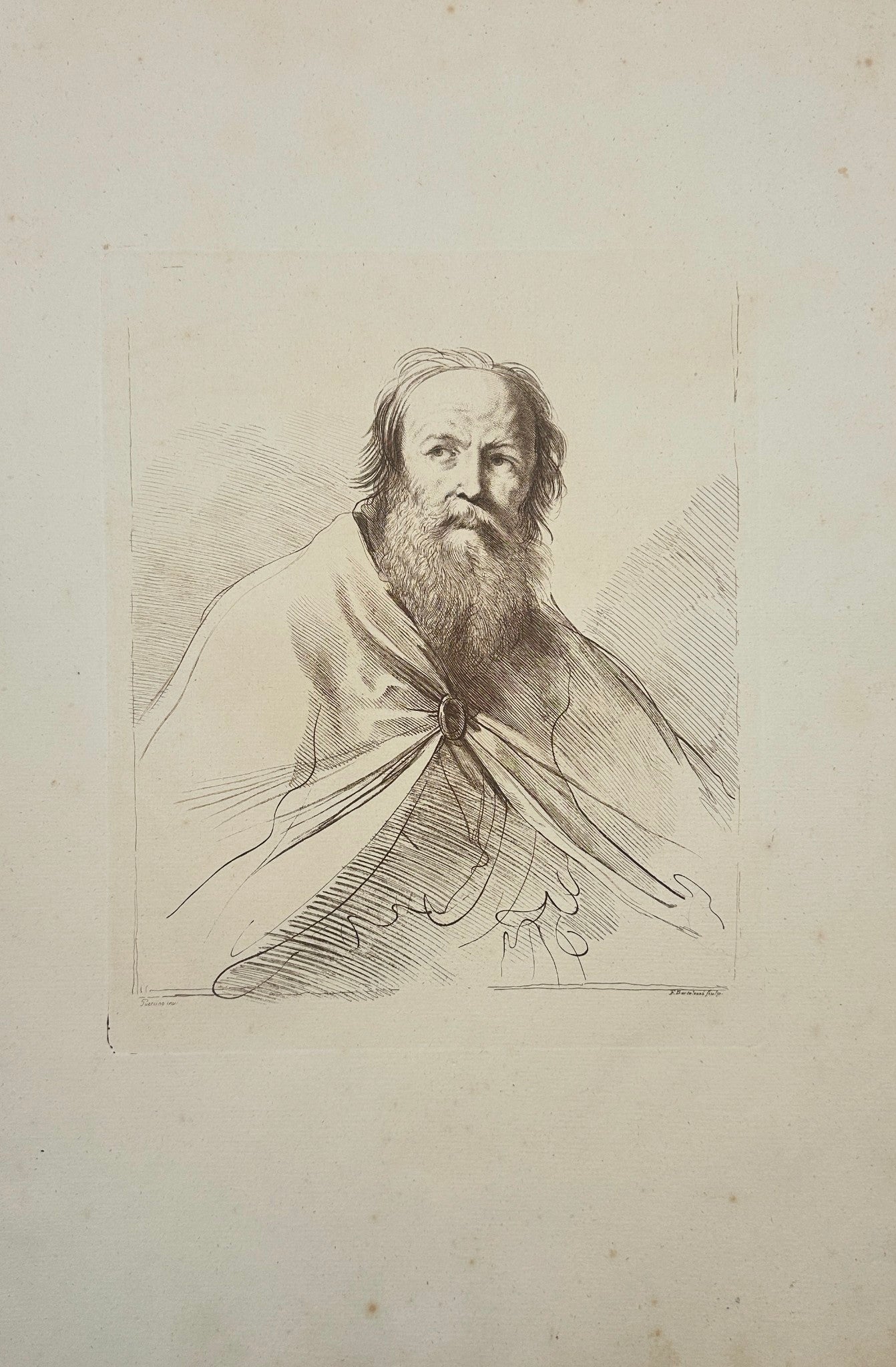 Antique Print - Bartolozzi Francesco - Portrait of an Old Man - F1