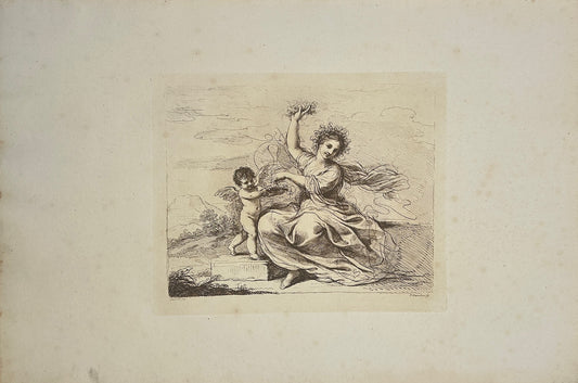 Antique Print - Francesco Bartolozzi - Flora, With a Cupid - London - F1