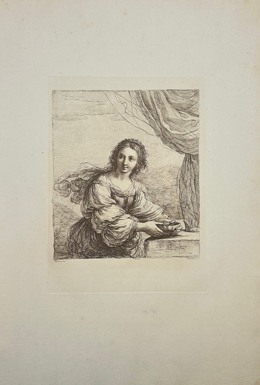 Antique Print - Francesco Bartolozzi - Sophonisba, With a Bowl - London - F1