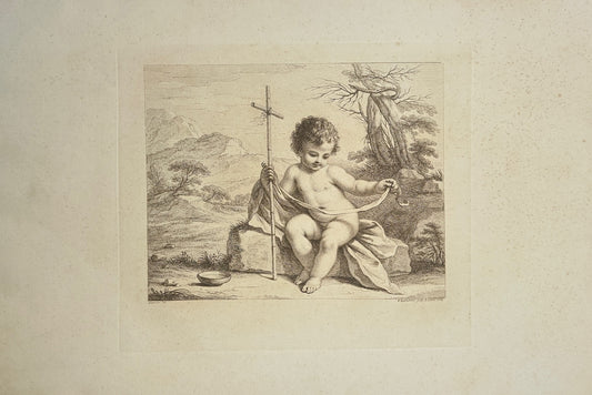 Antique Print - Francesco Bartolozzi - Saint John the Baptist Child - F1