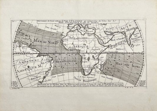 Antique Map - Сourse of Trade Winds Map - Indian Ocean - Atlantic - Dampier